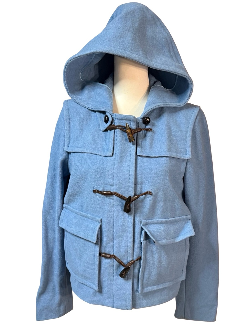 Polo Jeans Co Ralph Lauren Vintage Wool Blue Hooded Toggle Duffle Jacket Coat L